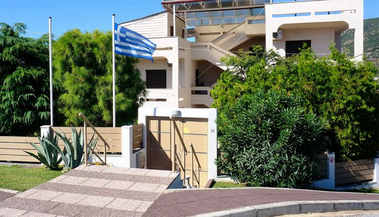 Entrance of Villa Stella Apartments in Palio, Kavala